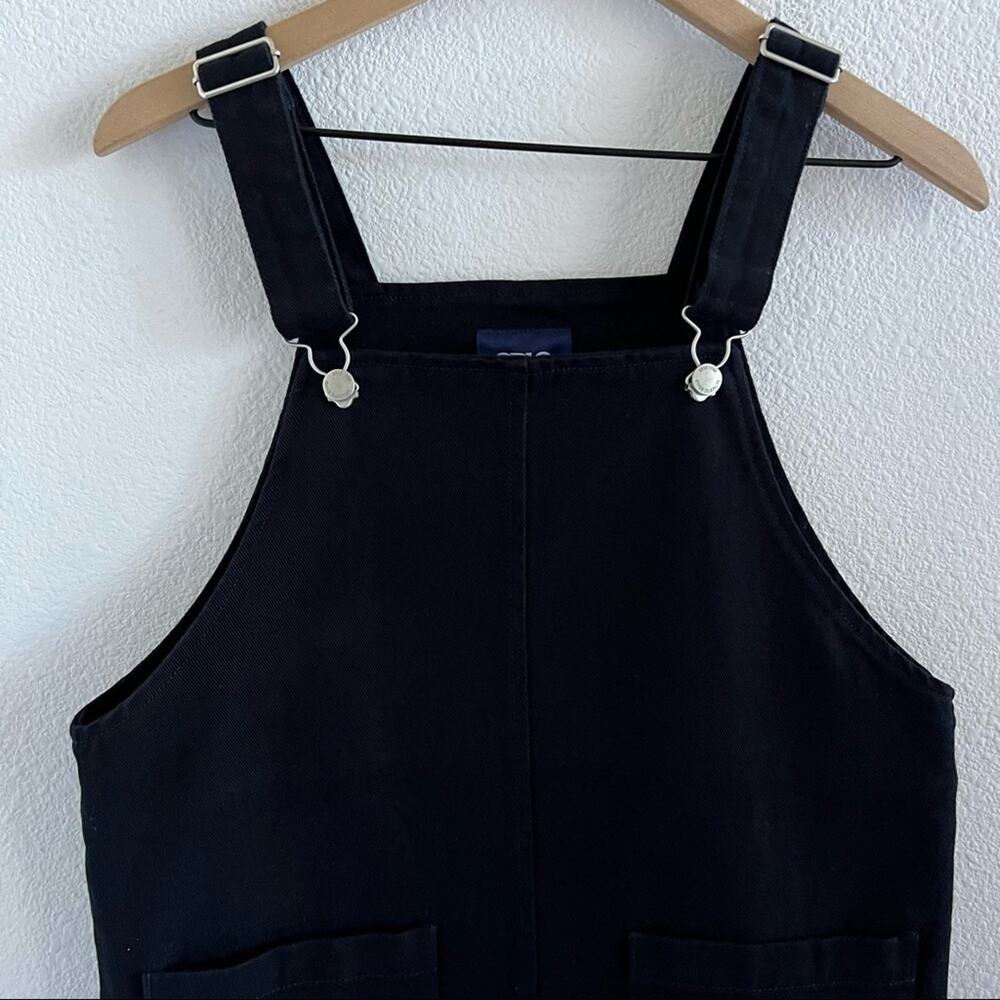 SPAO Y2K 90s Black Denim Vibe Coverall Dress Overall Dress Front Pocket Small - Picture 2 of 7